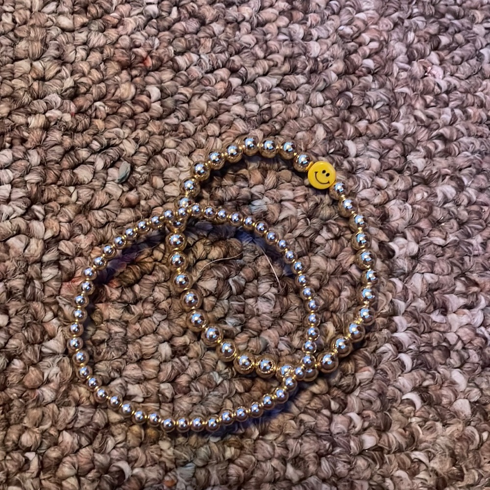 gold beaded smiley face matching bracelets